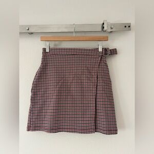 Hollister Red and Blue Checkered Wrap Mini Skirt